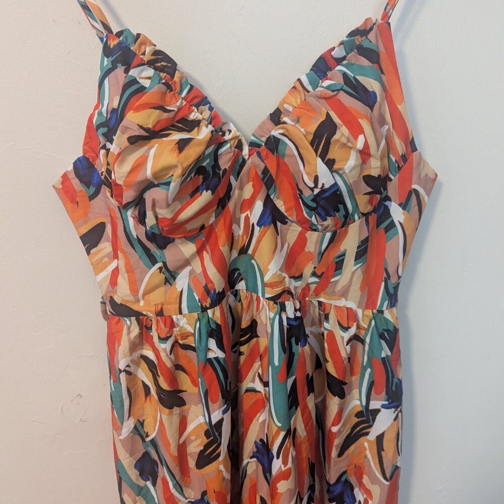 NWT Commense Multi Color Print Cami Midi Dress Bo… - image 4